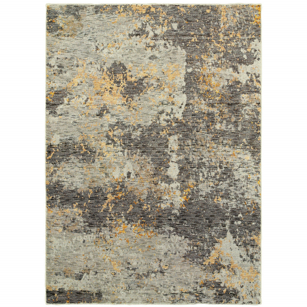 7' X 10' Gray and Ivory Abstract Power Loom Area Rug