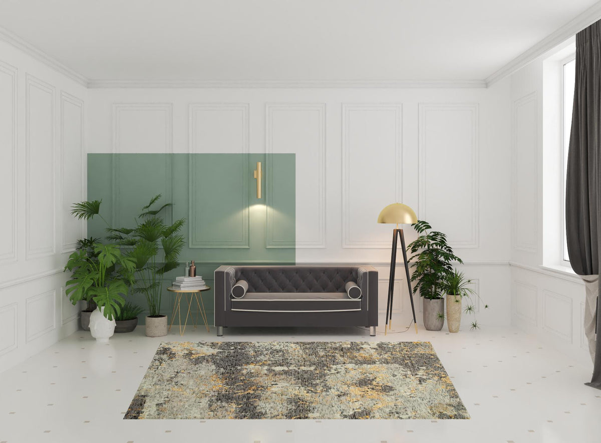7' X 10' Gray and Ivory Abstract Power Loom Area Rug