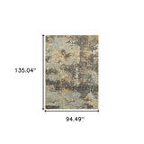 8' X 11' Gray and Ivory Abstract Power Loom Area Rug