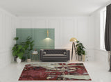 8' X 11' Red and Beige Abstract Power Loom Area Rug