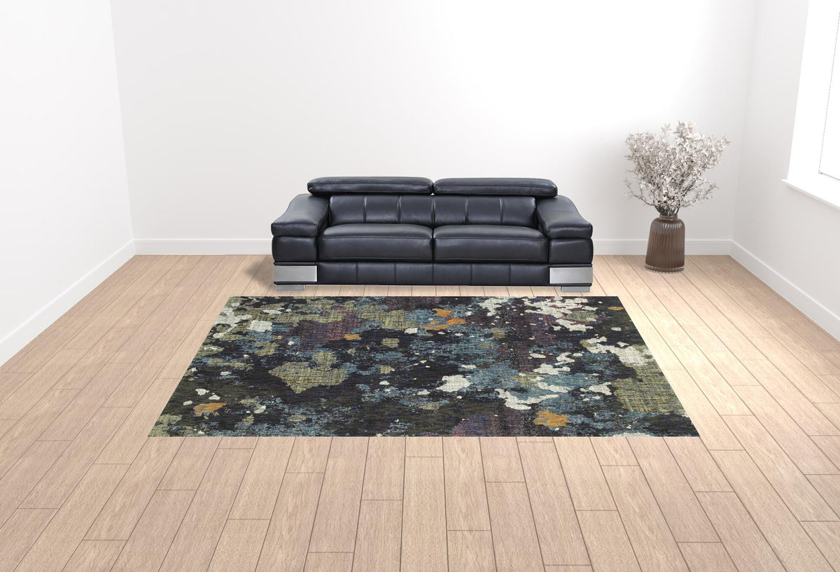10' X 13' Blue and Green Abstract Power Loom Area Rug