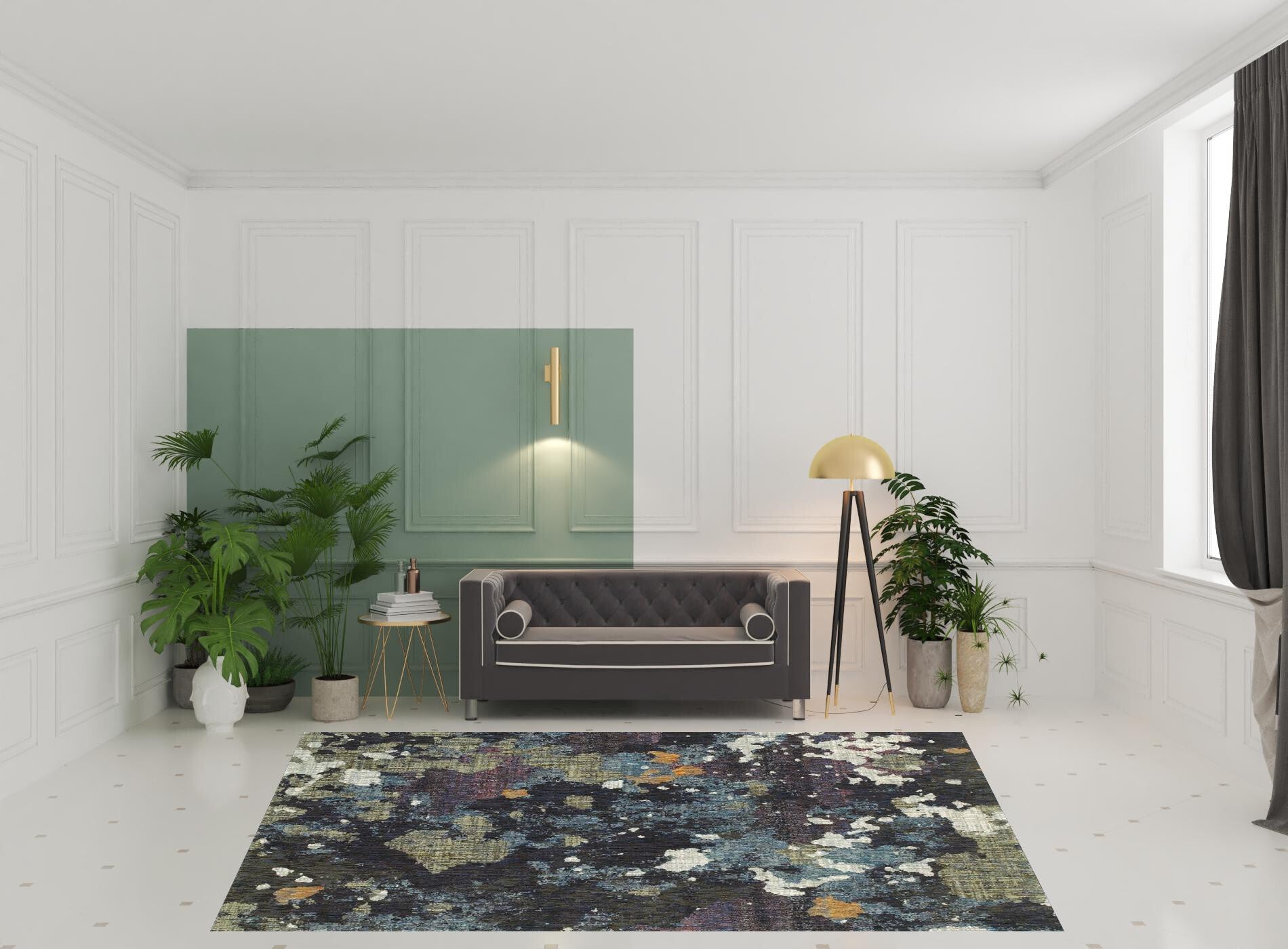 8' X 11' Blue and Green Abstract Power Loom Area Rug