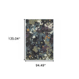 8' X 11' Blue and Green Abstract Power Loom Area Rug
