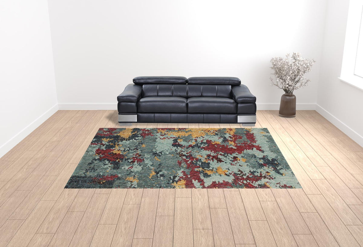 10' X 13' Blue Abstract Power Loom Area Rug
