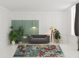 8' X 11' Blue Abstract Power Loom Area Rug