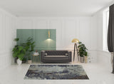 7' X 10' Navy Blue Abstract Power Loom Area Rug