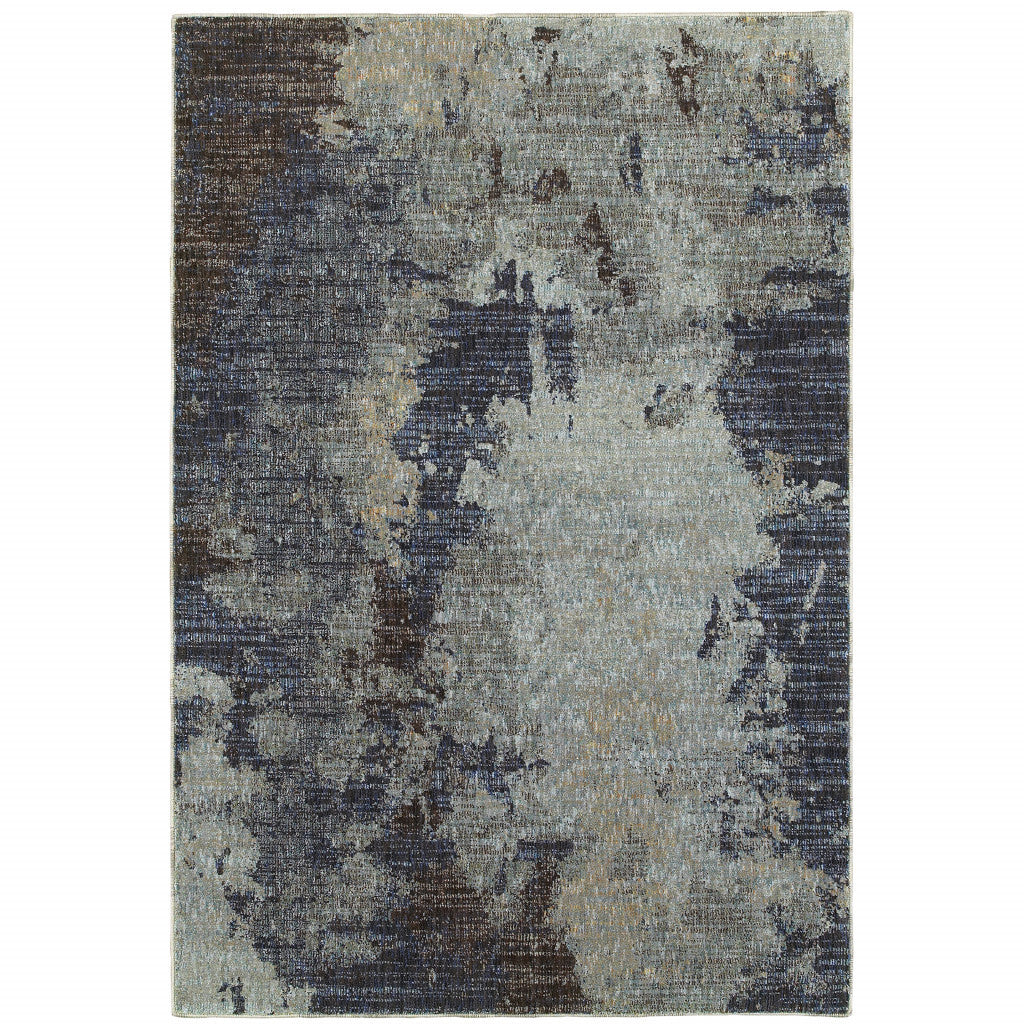 8' X 11' Navy Blue Abstract Power Loom Area Rug