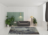 8' X 11' Navy Blue Abstract Power Loom Area Rug