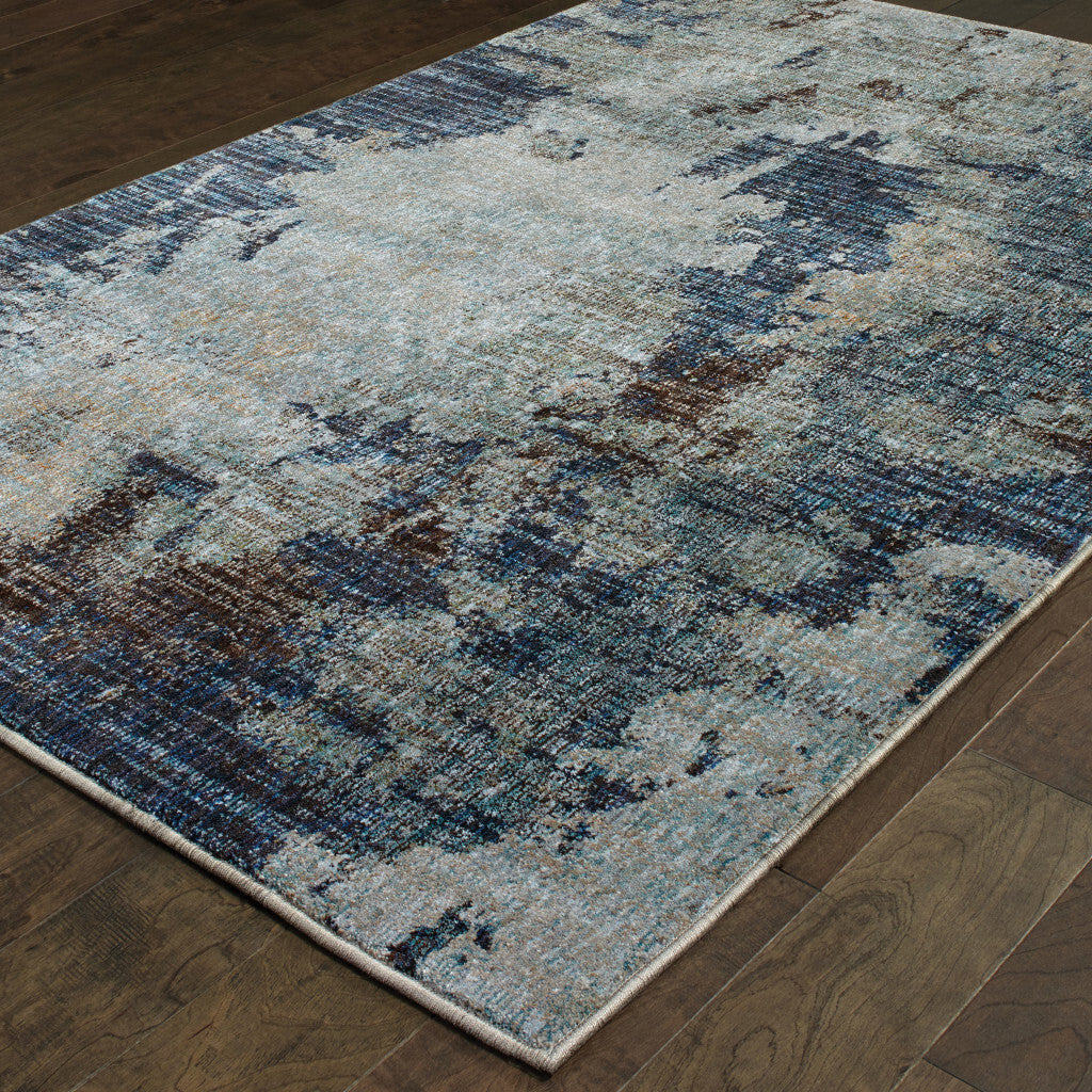 8' X 11' Navy Blue Abstract Power Loom Area Rug