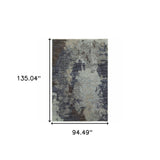 8' X 11' Navy Blue Abstract Power Loom Area Rug