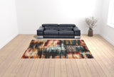 10' X 13' Blue and Orange Abstract Power Loom Area Rug