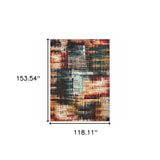 10' X 13' Blue and Orange Abstract Power Loom Area Rug