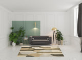 7' X 10' Brown and Ivory Geometric Power Loom Area Rug