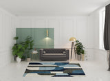 7' X 10' Blue and Gray Geometric Power Loom Area Rug