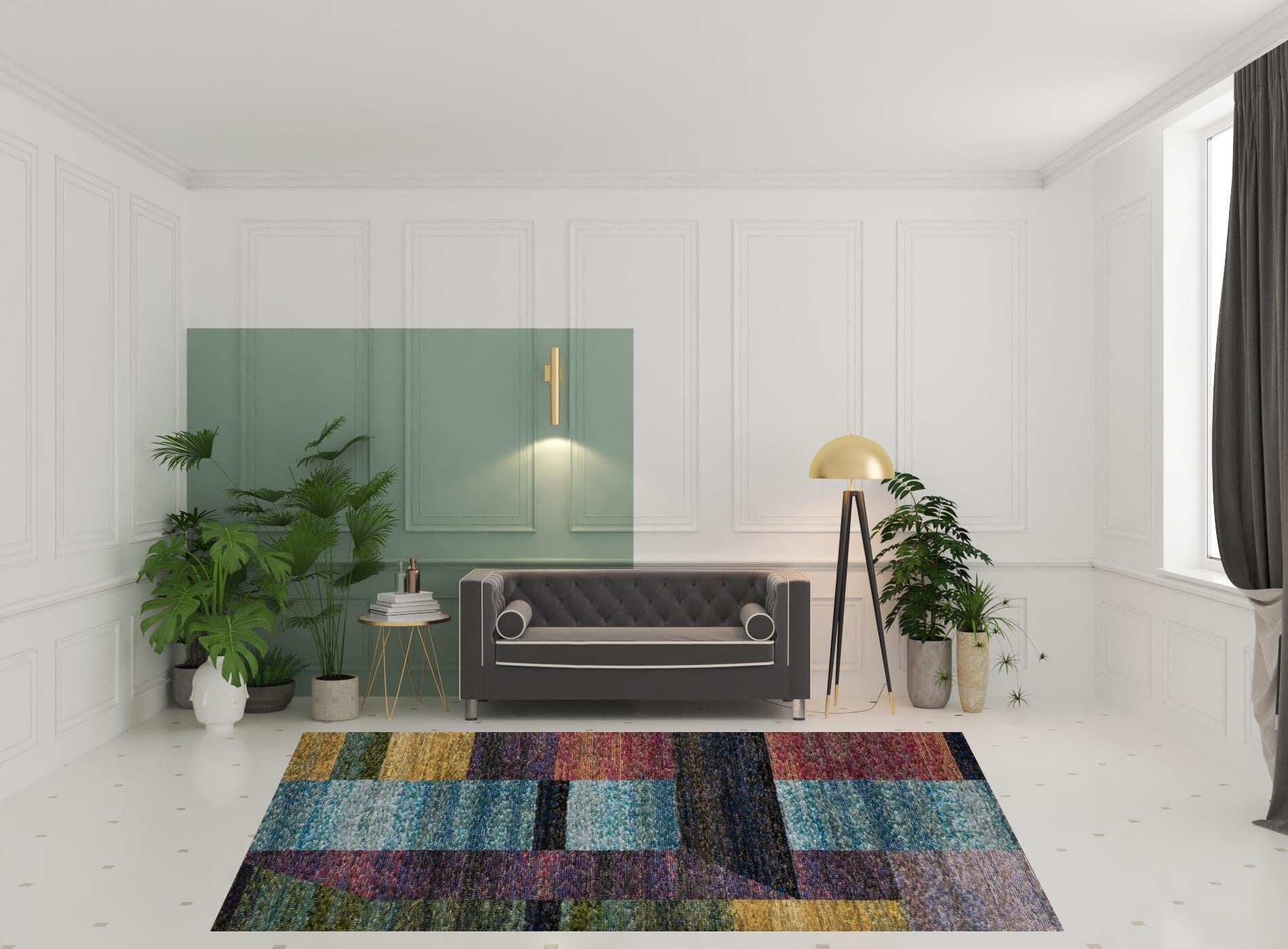 8' X 11' Purple and Red Geometric Power Loom Area Rug