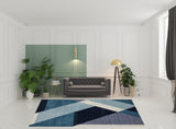 8' X 11' Blue Purple Grey and Teal Geometric Power Loom Area Rug