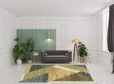 8' X 11' Blue and Beige Geometric Power Loom Area Rug