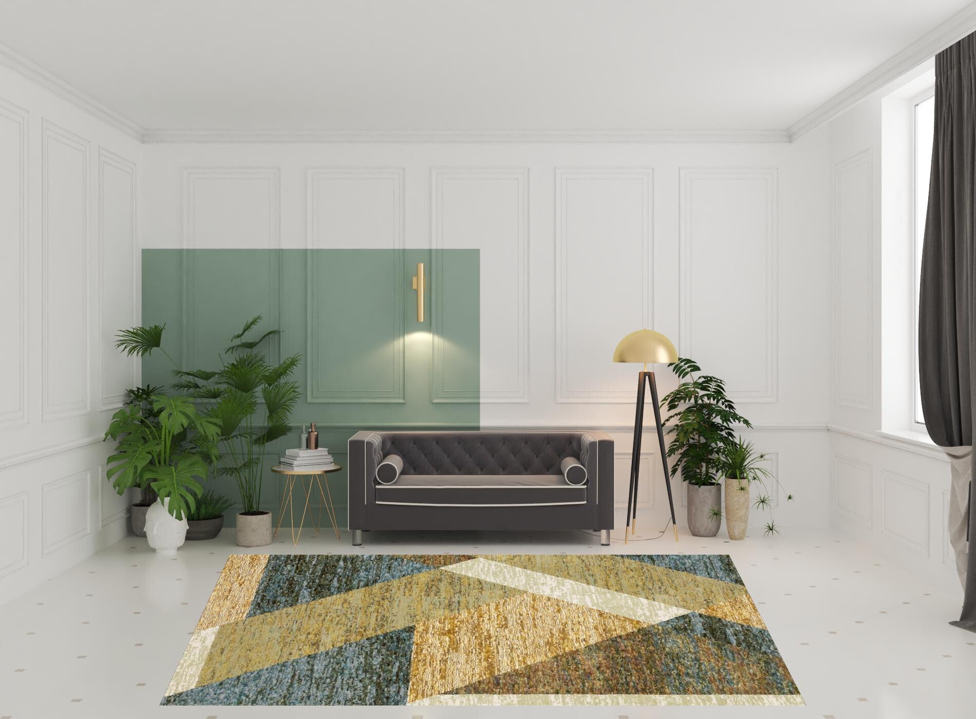 8' X 11' Blue and Beige Geometric Power Loom Area Rug