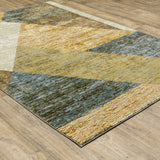 8' X 11' Blue and Beige Geometric Power Loom Area Rug