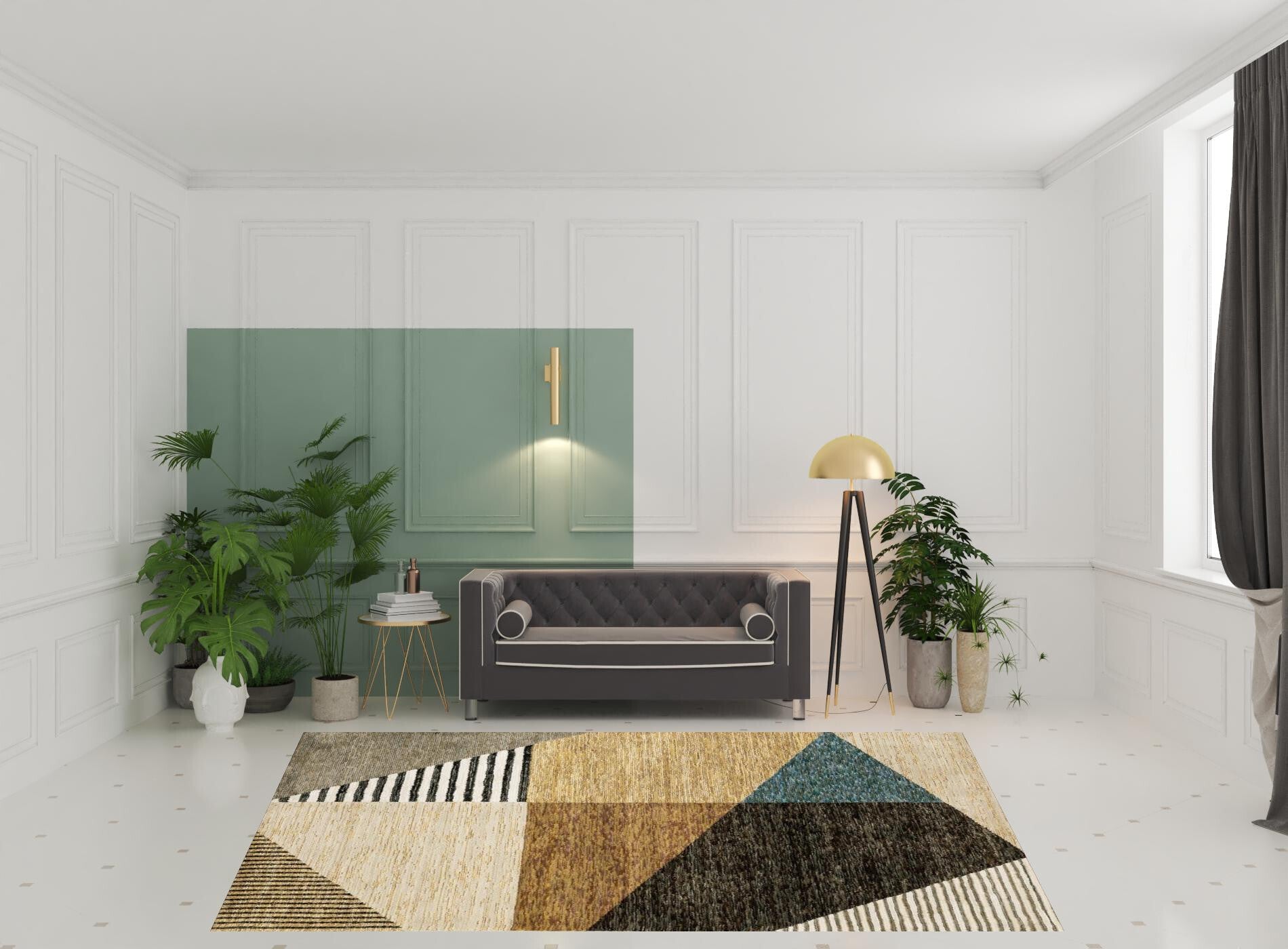 8' X 11' Blue and Beige Geometric Power Loom Area Rug