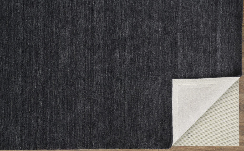 10' X 13' Black Wool Hand Woven Area Rug