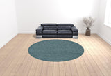10' Blue And Green Round Wool Hand Woven Stain Resistant Area Rug