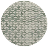 10' Ivory and Green Round Trellis Hand Tufted Area Rug