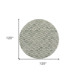 10' Ivory and Green Round Trellis Hand Tufted Area Rug