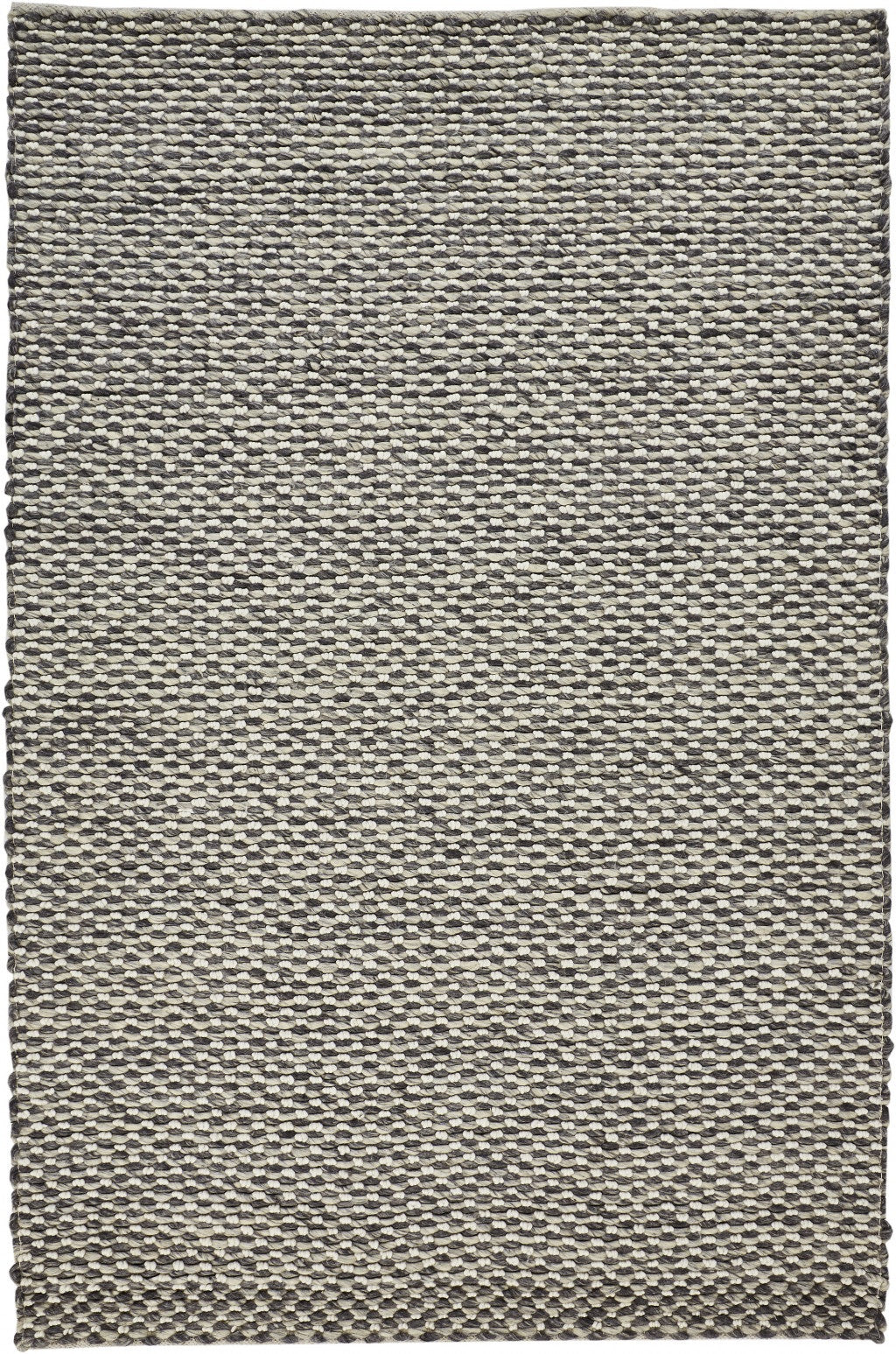 10' X 13' Gray and Ivory Wool Floral Hand Woven Area Rug
