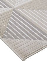 10' X 13' Beige Gray And Ivory Geometric Stain Resistant Area Rug