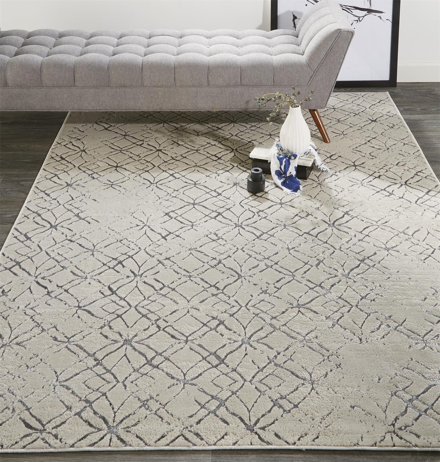 13' X 20' Silver and Gray Abstract Area Rug