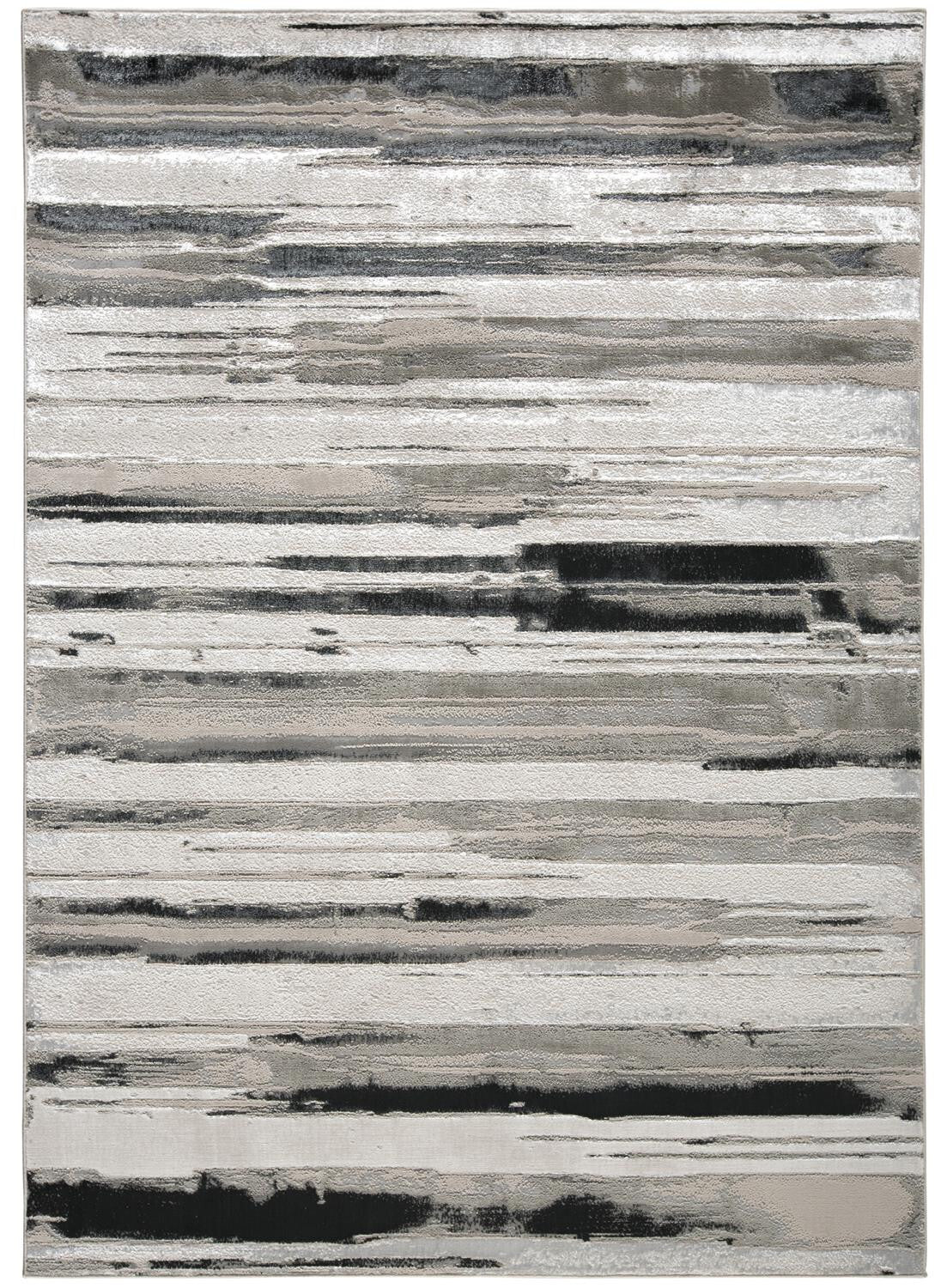 10' X 13' Silver Gray And Black Abstract Stain Resistant Area Rug