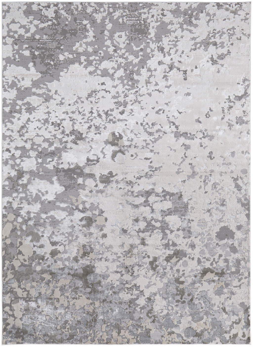 Silver Gray And White Abstract Area Rug