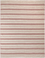 10' X 14' Red And Ivory Striped Dhurrie Hand Woven Stain Resistant Area Rug