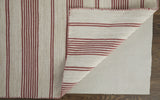 10' X 14' Red And Ivory Striped Dhurrie Hand Woven Stain Resistant Area Rug