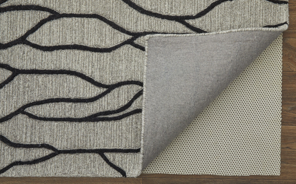 8' X 11' Taupe Black And Gray Wool Abstract Tufted Handmade Stain Resistant Area Rug