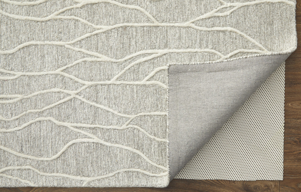 8' X 11' Taupe And Ivory Wool Abstract Tufted Handmade Stain Resistant Area Rug