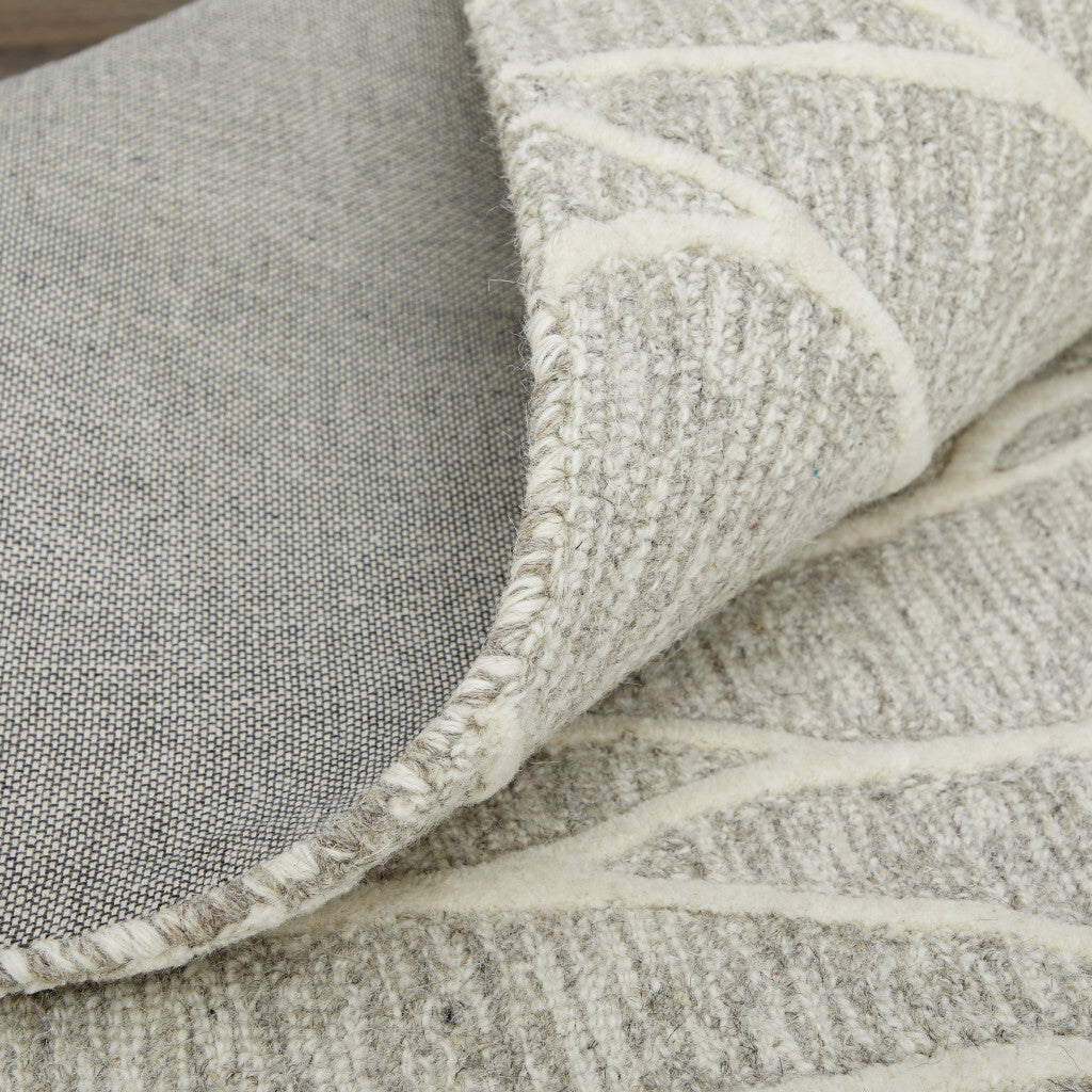 8' X 11' Taupe And Ivory Wool Abstract Tufted Handmade Stain Resistant Area Rug