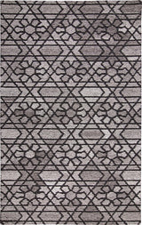 10' X 14' Black and Taupe Wool Paisley Hand Tufted Area Rug