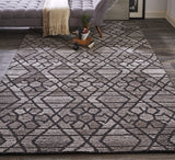 10' X 14' Black and Taupe Wool Paisley Hand Tufted Area Rug