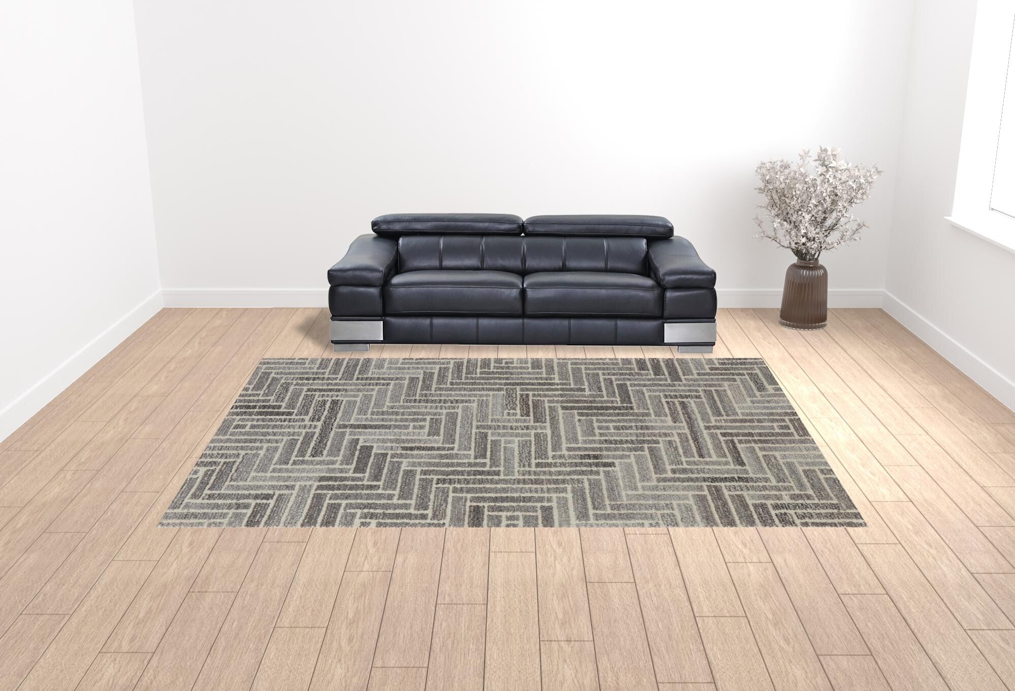 10' X 14' Tan and Gray Wool Geometric Hand Tufted Area Rug
