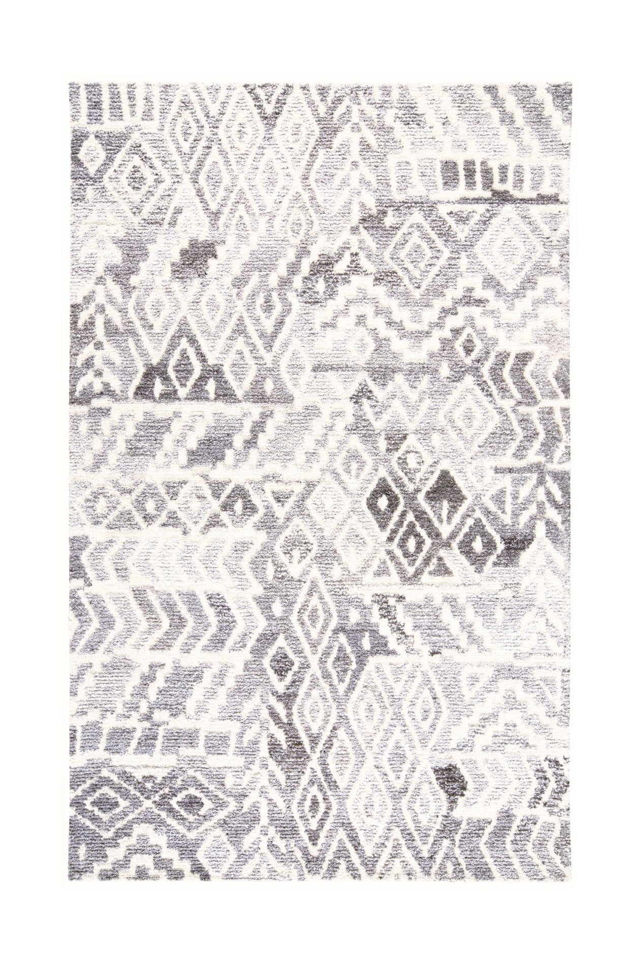 10' X 14' Gray and White Wool Abstract Geometric Hand Tufted Area Rug