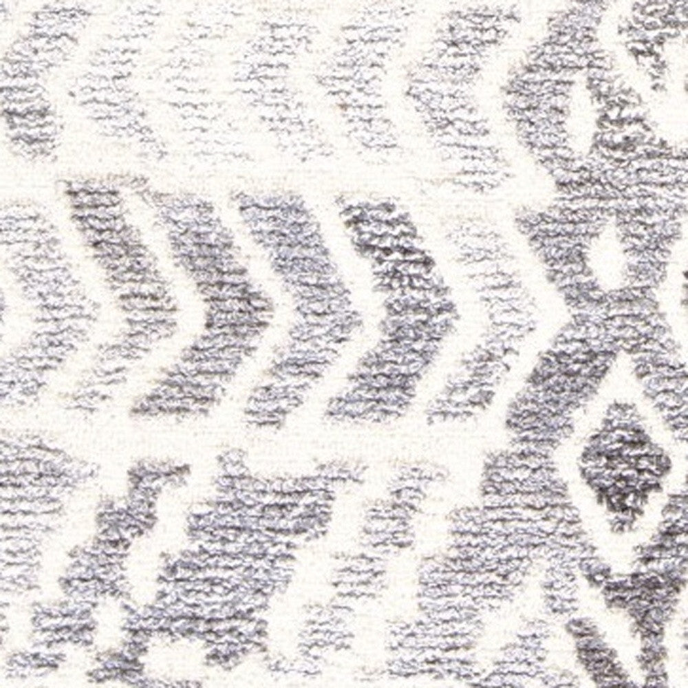 10' X 14' Gray and White Wool Abstract Geometric Hand Tufted Area Rug