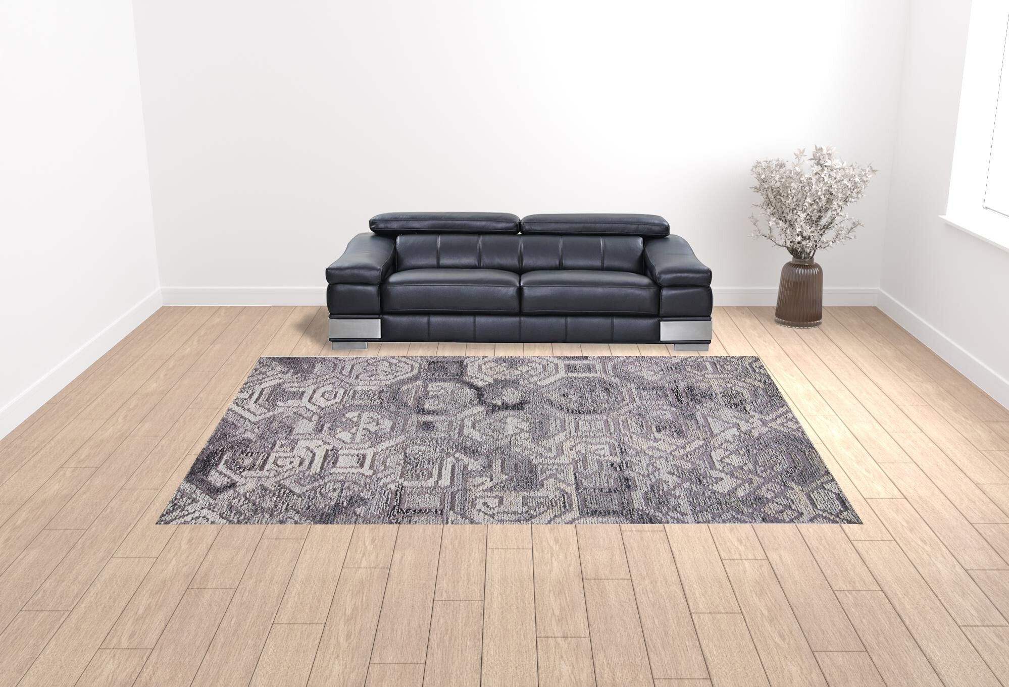 10' X 14' Gray and Ivory Wool Abstract Hand Tufted Area Rug
