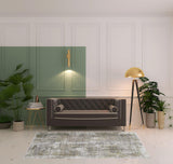 5' X 8' Green Gray And Ivory Abstract Area Rug With Fringe