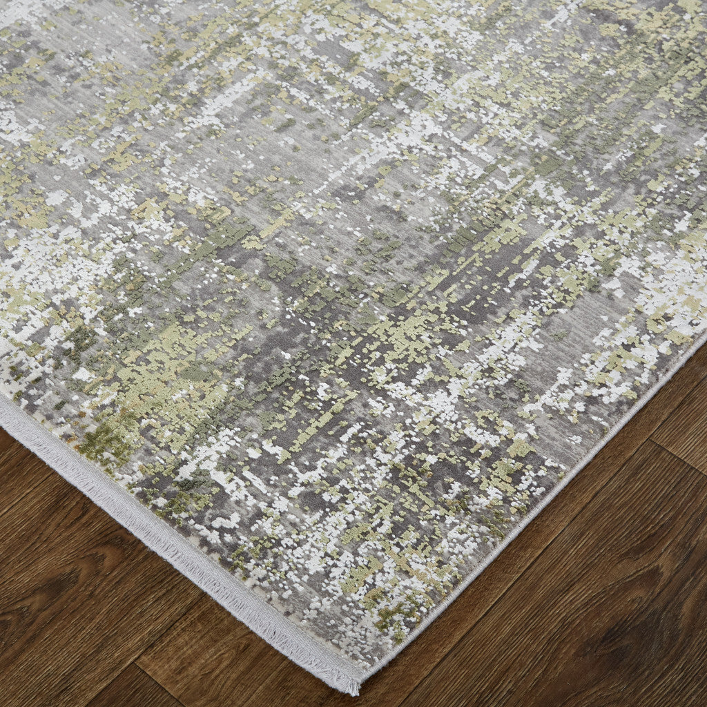 13' X 20' Gray and Ivory Abstract Power Loom Distressed Area Rug