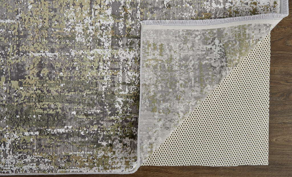 13' X 20' Gray and Ivory Abstract Power Loom Distressed Area Rug