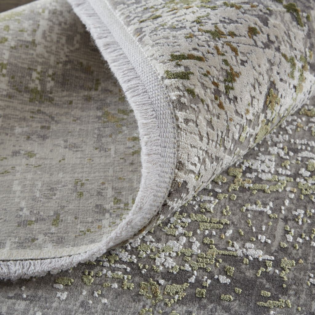 13' X 20' Gray and Ivory Abstract Power Loom Distressed Area Rug