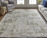 13' X 20' Gray and Ivory Abstract Power Loom Distressed Area Rug