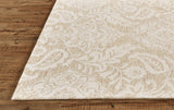 9' X 12' Tan And Ivory Wool Paisley Tufted Handmade Stain Resistant Area Rug
